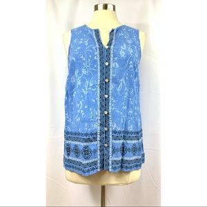 J. Jill Button Front Floral Sleeveless Blouse MP